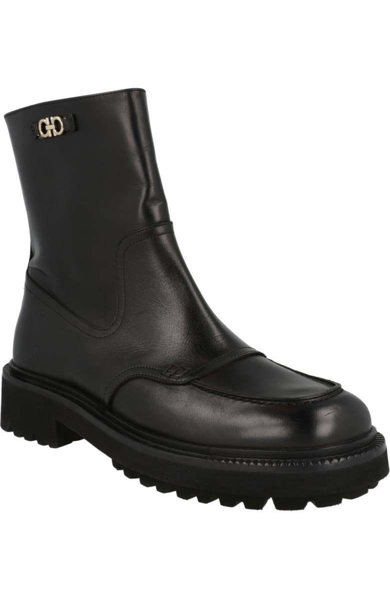 FERRAGAMO Oreste Leather Bootie, Main, color,