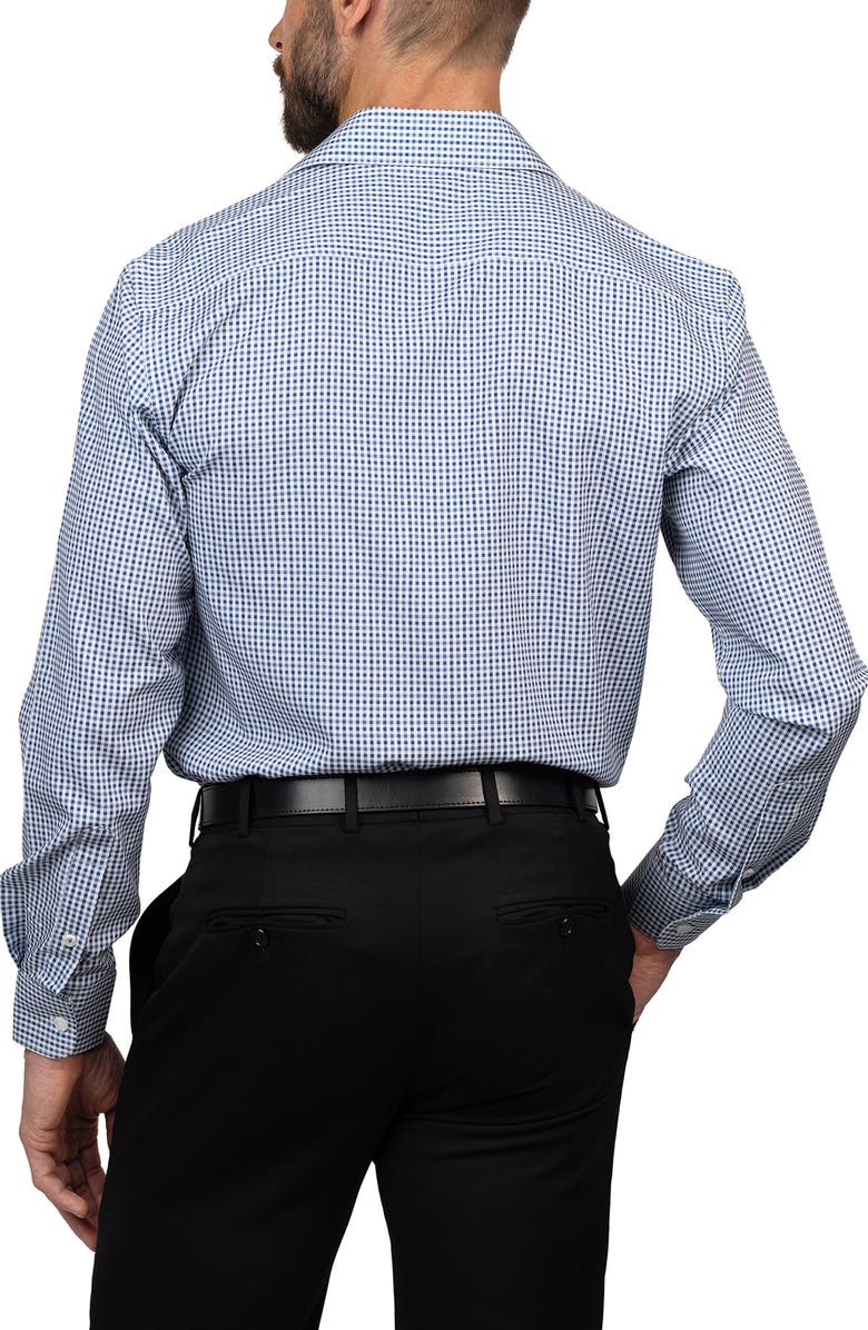 Eddie Bauer Trim Fit Check Dress Shirt, Alternate, color, Navy Blue White