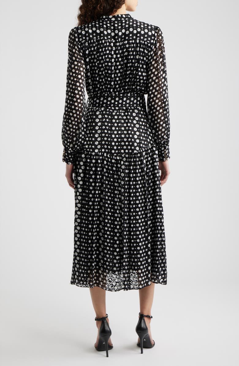 Elie Tahari The Rue Dot Long Sleeve Maxi Dress, Alternate, color, Noir And White Polka Dot