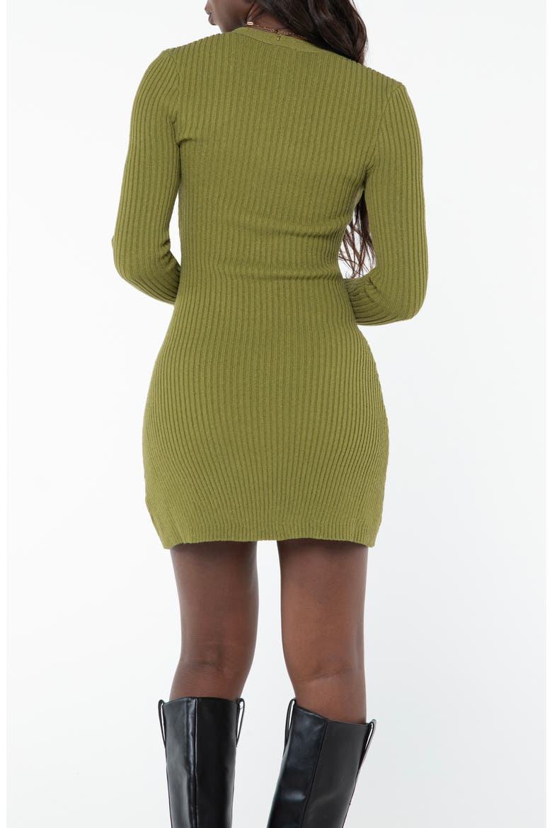 Waldin Rib Long Sleeve Sweater Minidress, Alternate, color, OLIVE