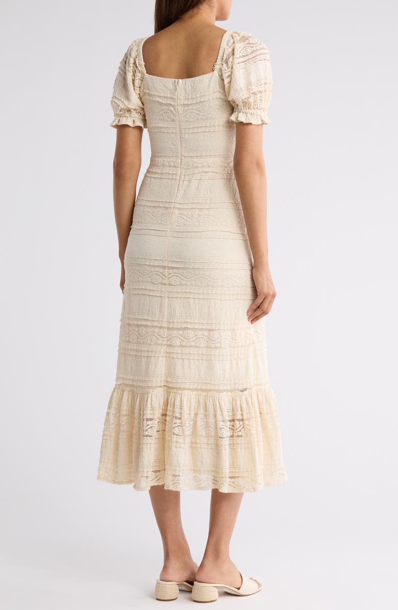 Eliza J Puff Sleeve Square Neck Midi Dress, Alternate, color,