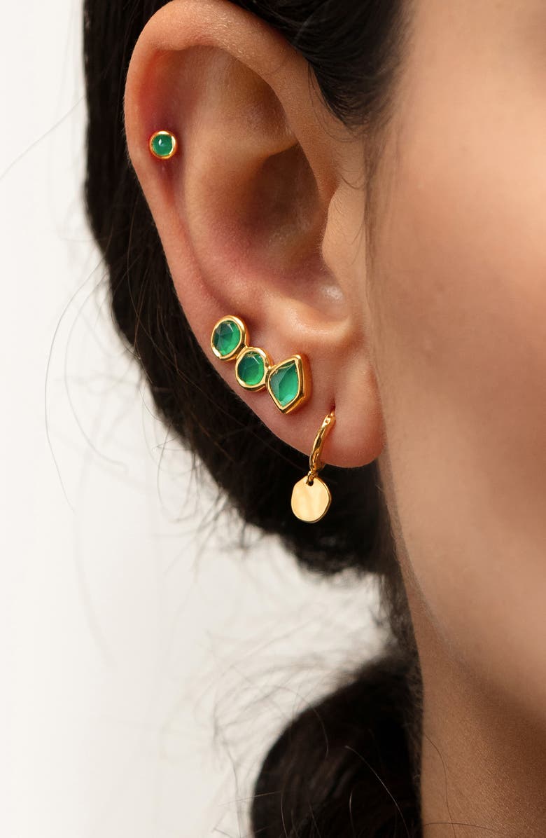 Monica Vinader Mini Green Onyx Stud Earrings, Alternate, color, Gold