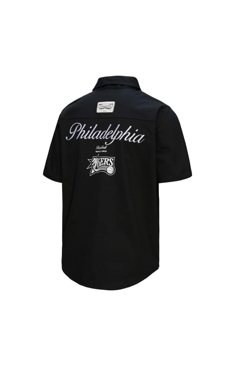 Mitchell & Ness Men's Mitchell & Ness Black Philadelphia 76ers Hardwood Classics Camp Shirt, Alternate, color, Black