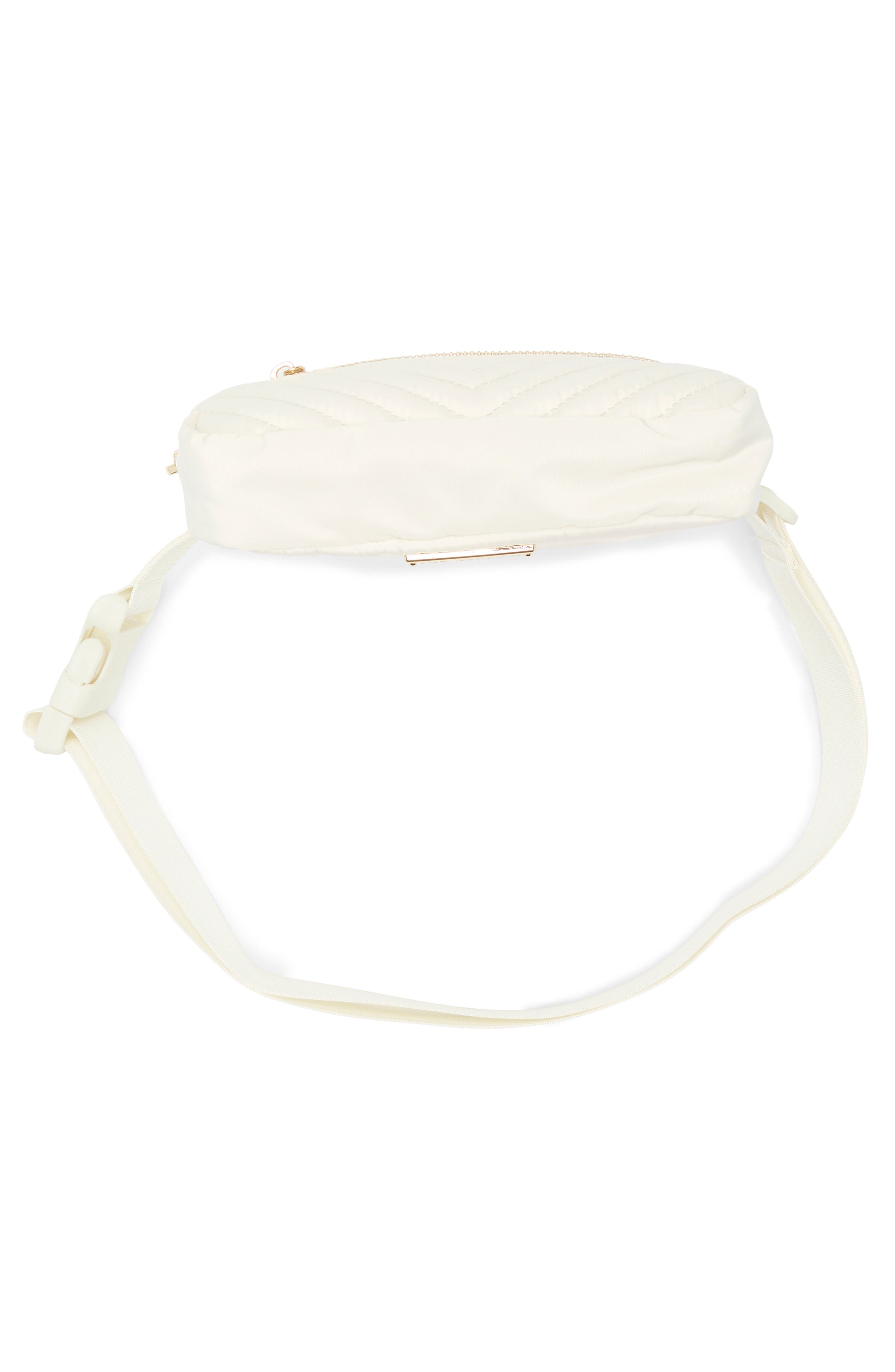 Madden Girl Quilted Belt Bag, Alternate, color, Cream