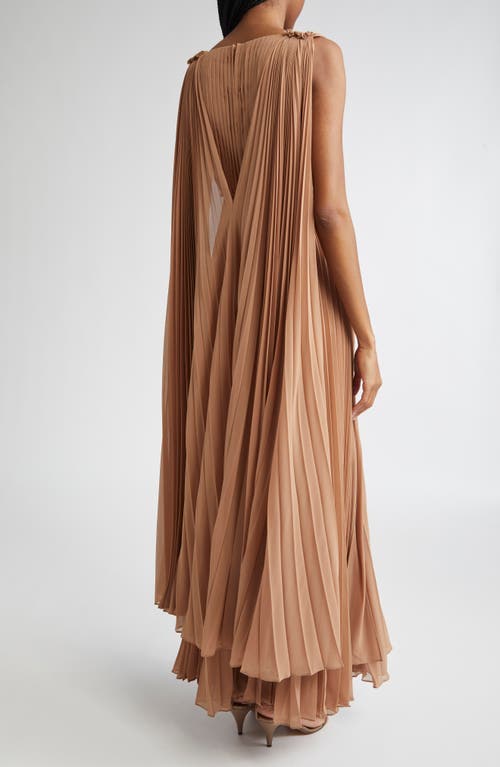 Zimmermann Memento Pleated Ruffled Gown In Brown