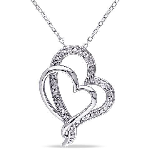 Diamond Interlocking Heart Pendant Necklace
