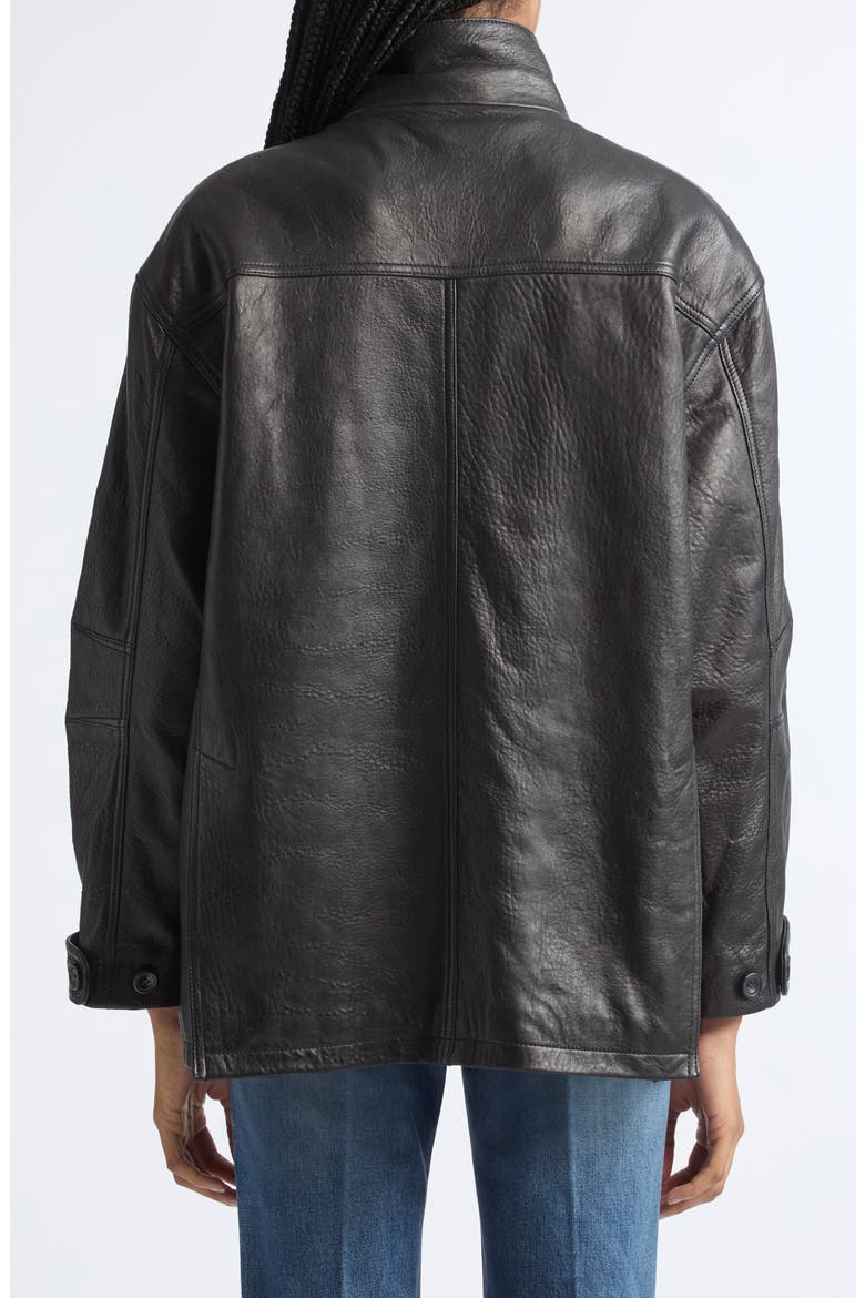 Minimal Leather Anorak Jacket, Alternate, color, BLACK