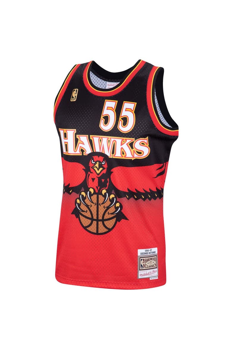 Men's Mitchell & Ness Dikembe Mutombo Scarlet Atlanta Hawks Hardwood Classics Swingman Jersey, Alternate, color, Scarlet