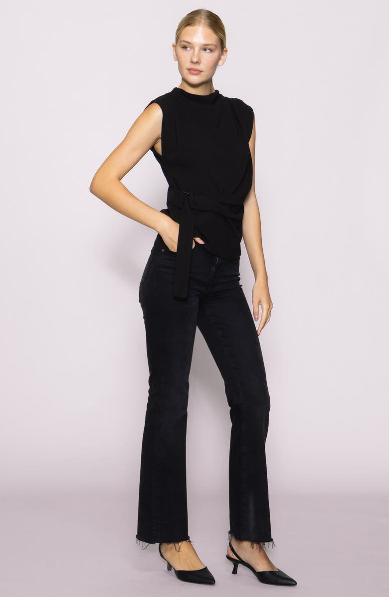 MELLODAY Buckle Front Extended Sleeve Top, Alternate, color, Black