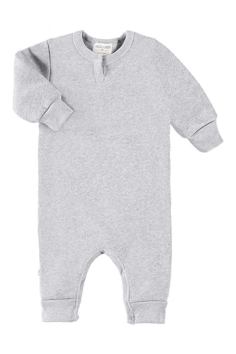 Henley Sweatshirt Fleece Romper, Main, color, GRAY