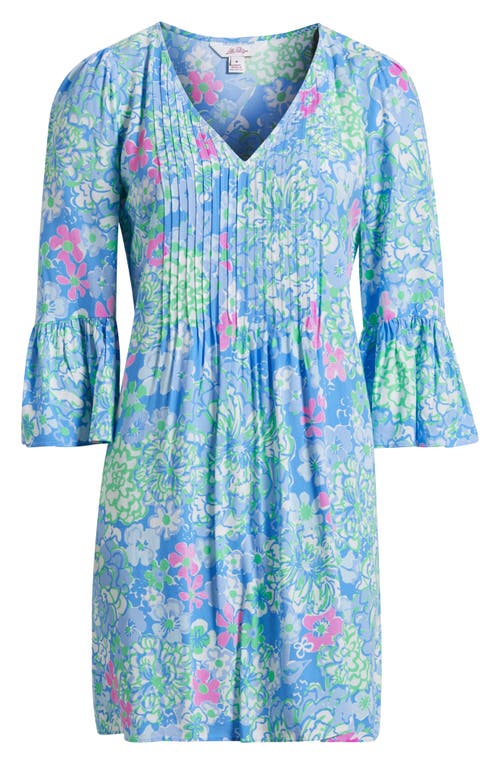 Lilly Pulitzer ® Danika Pleated Bodice Floral Tunic Dress In Sunwashed Blue Plumes In Bloom