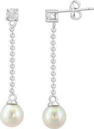 EFFY White Topaz & Freshwater Pearl Drop Earrings