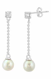 EFFY White Topaz & Freshwater Pearl Drop Earrings