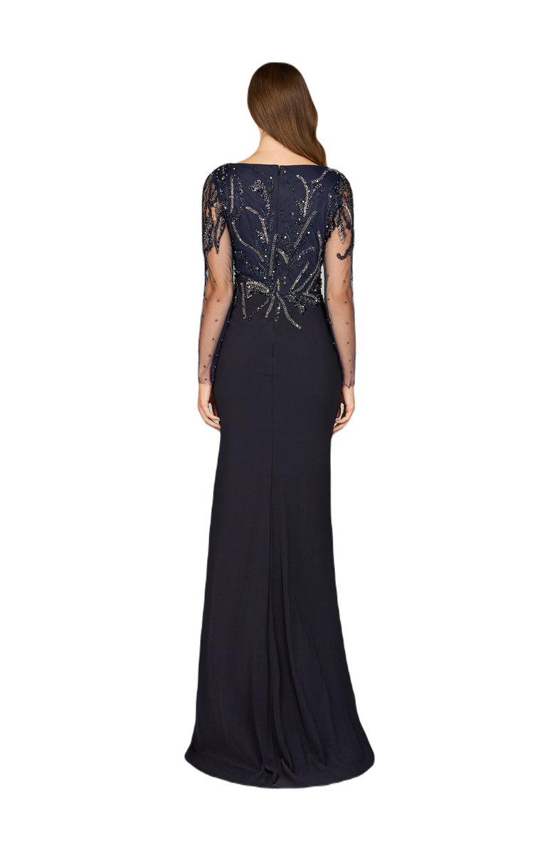 LARA New York Long Sleeve Knit Gown, Alternate, color, Navy