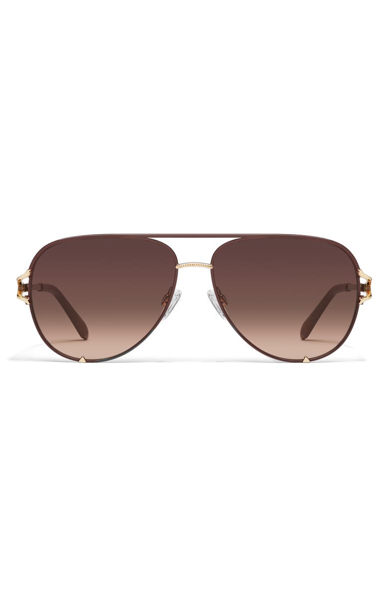 QUAY High Key Twist 60mm Gradient Aviator Sunglasses, Main, color, Cognac/ Dark Fawn