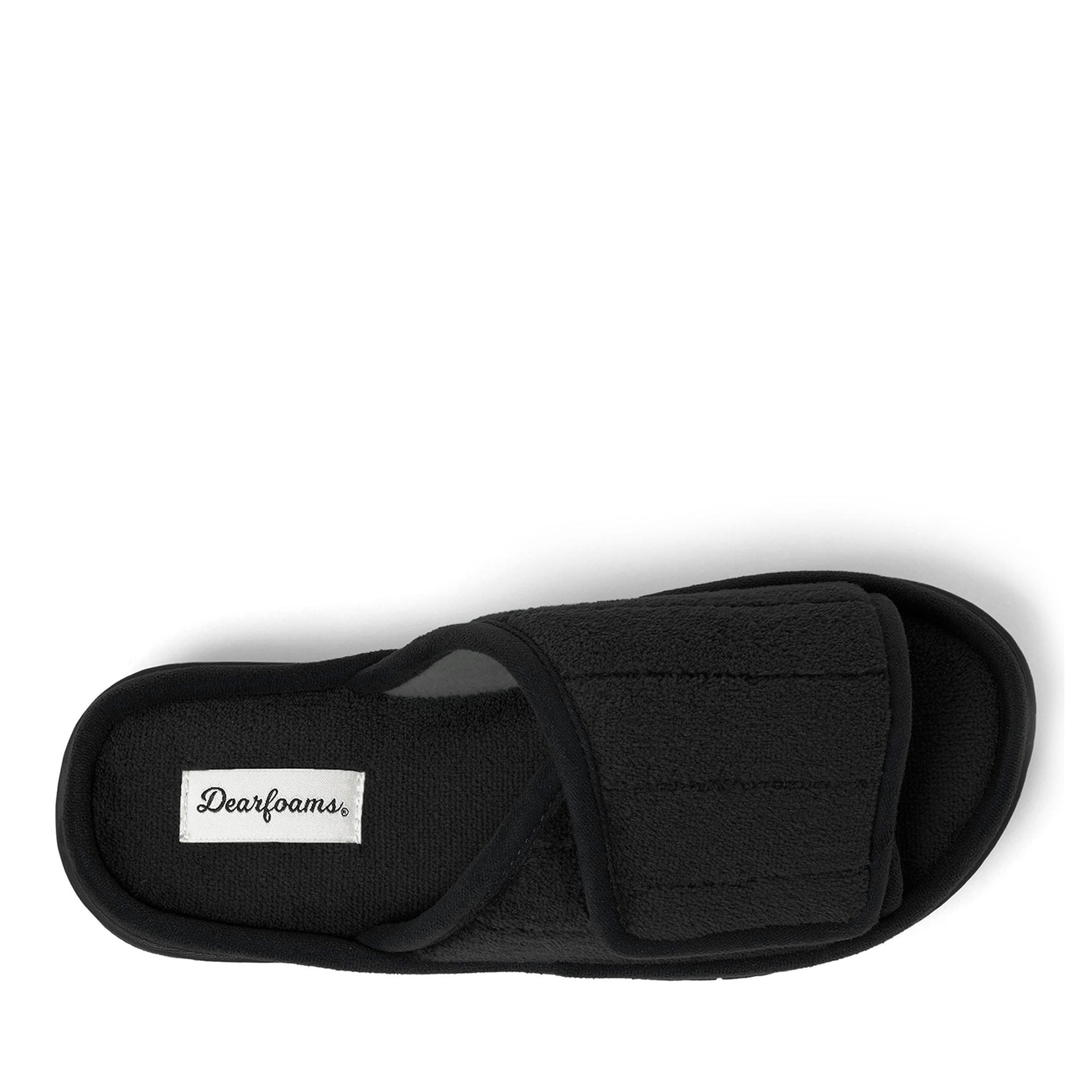 DEARFOAMS Mickey Terry Adjustable Shower Slide Slipper, Alternate, color, Black