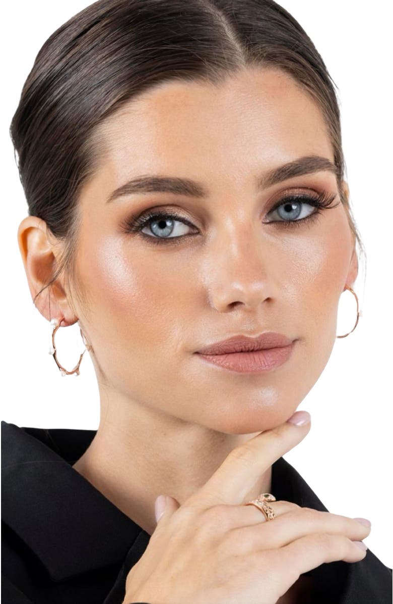 AKALIA Waterproof Pearl Beads Round Half Hoop Earring, Alternate, color, 