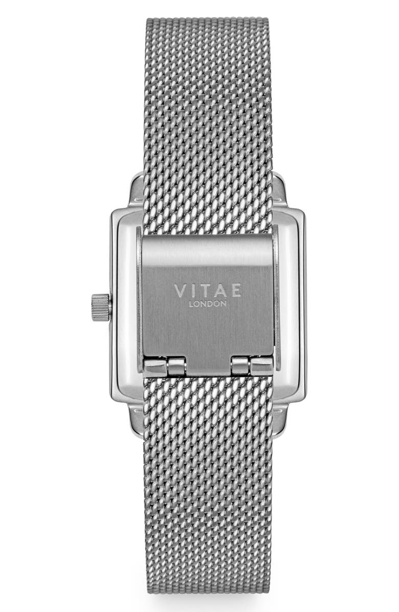 Vitae London Iiesha Petite Silver Mesh Bracelet Watch, 25 mm, Alternate, color, 
