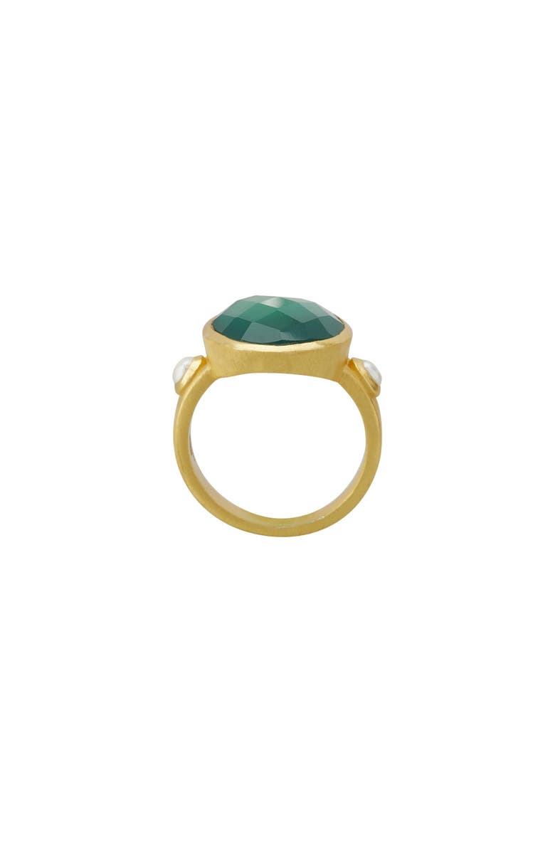 Murkani Green Onyx & Pearl Ring 8, Alternate, color, Yellow Gold