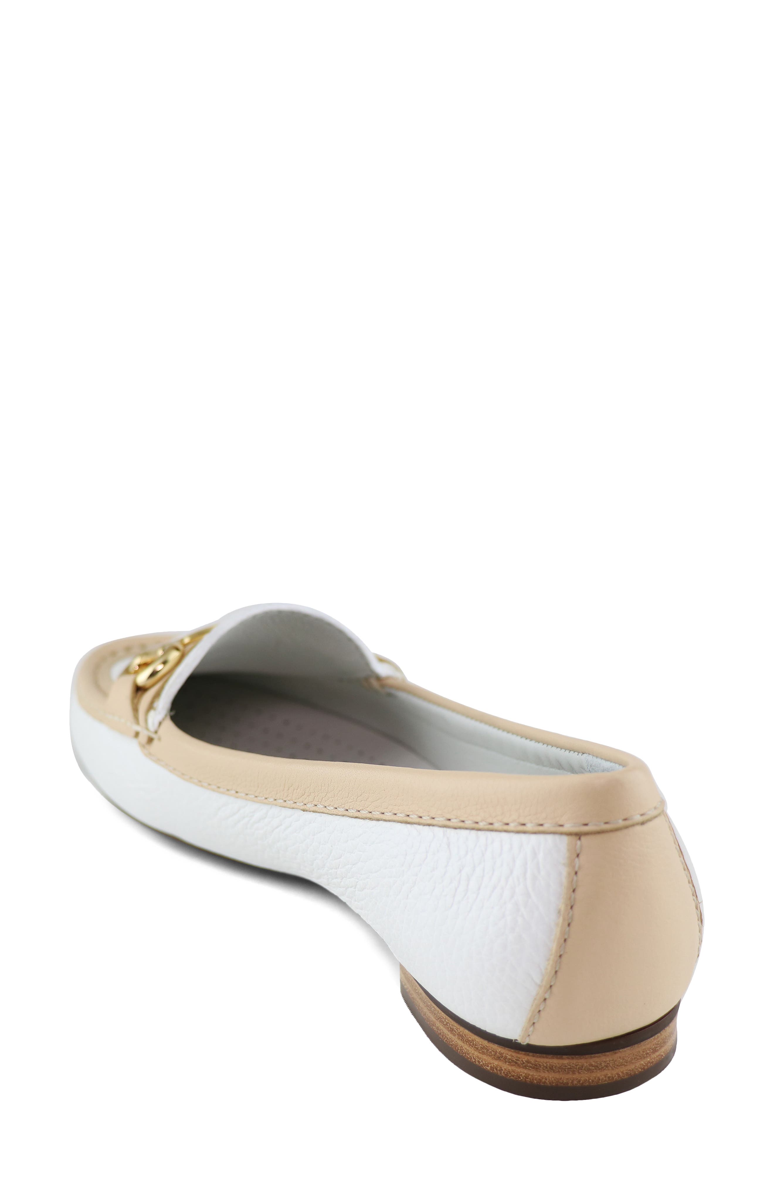 Grand Street Leather Buckle Loafer, Alternate, color, WHITE CHAMPAGNE GRAINY