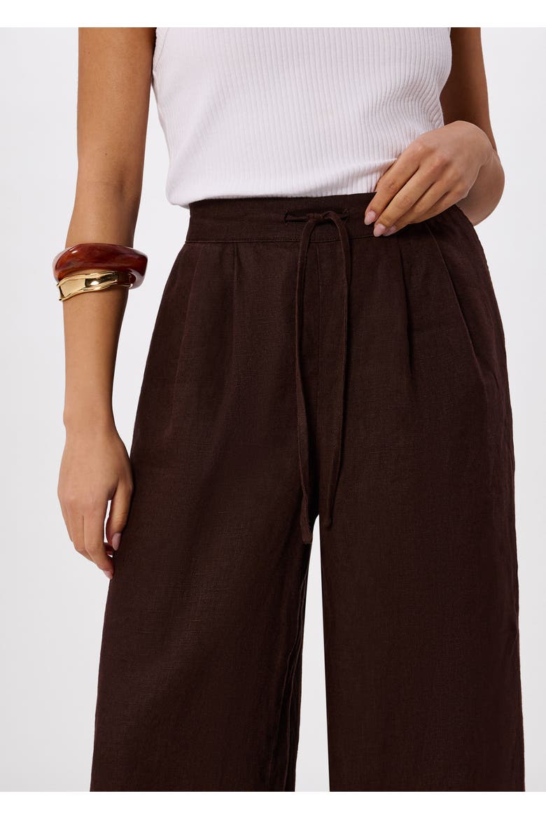 Wide Leg Linen Trouser, Alternate, color, Brown