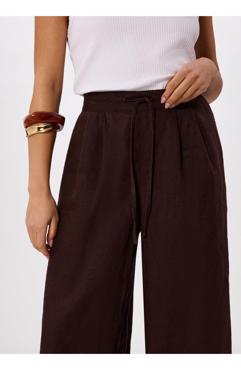 Whistles Wide Leg Linen Trouser, Alternate, color, Brown