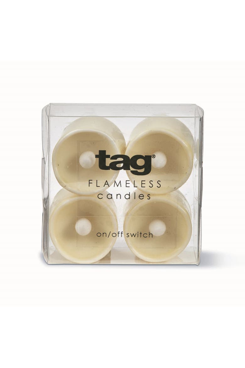 Set of 4 Ivory LED Votive Candles Flameless Tealights, Main, color, Beige