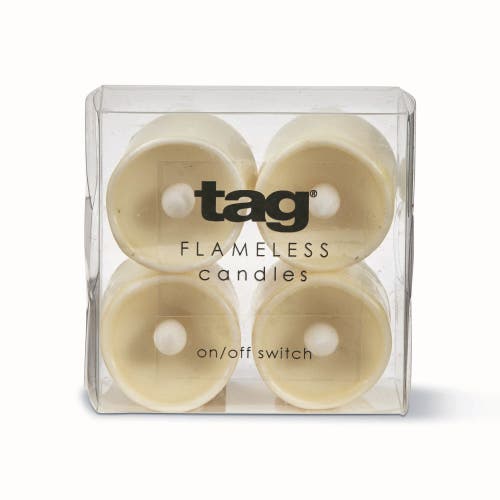 Tag Set Of 4 Ivory Led Votive Candles Flameless Tealights In Neutral