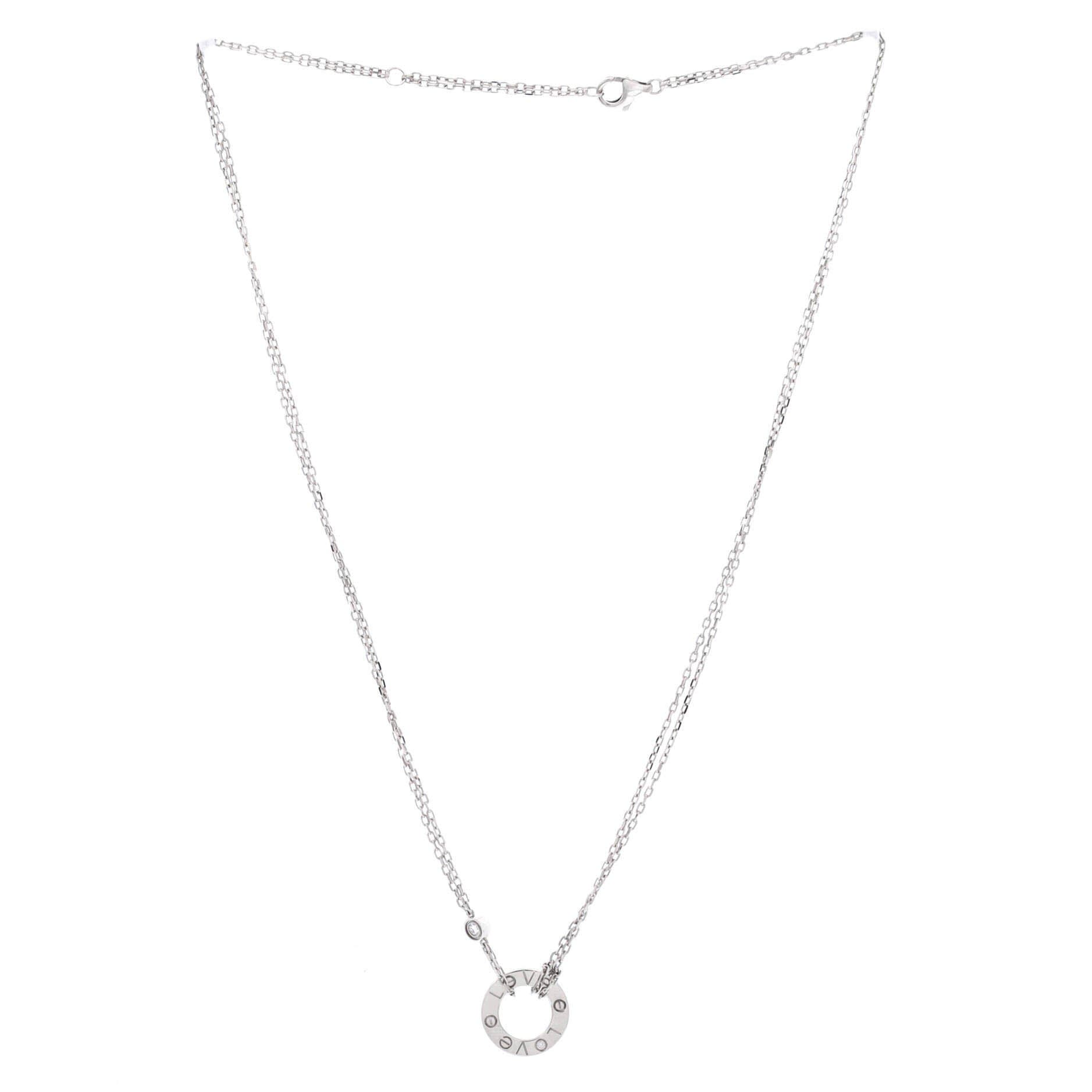 2 Diamonds Love Pendant Necklace 18K White Gold with Diamonds, Alternate, color, Metallic Gold