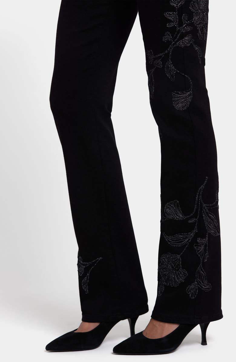 NYDJ Marilyn Floral Embroidered Straight Leg Jeans, Alternate, color, Black Rinse