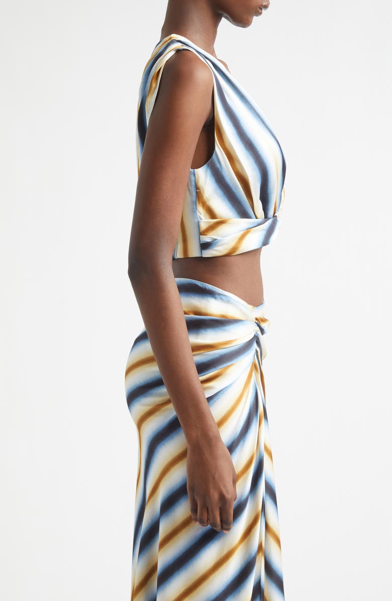 A.L.C. Brooklyn Stripe Crop Top, Alternate, color, Tahoe Blue/ Milk Chocolate