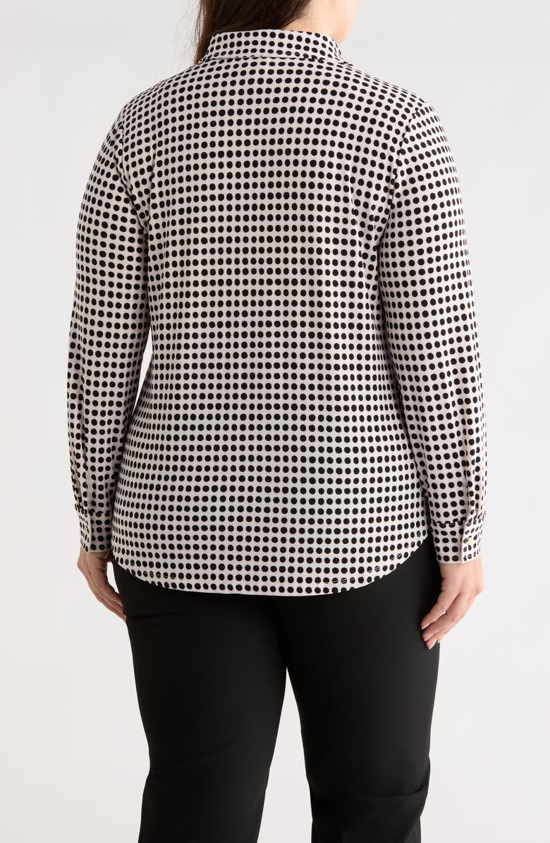 Anne Klein Polka Dot Button-Up Shirt, Alternate, color, White Dove/ Anneblack