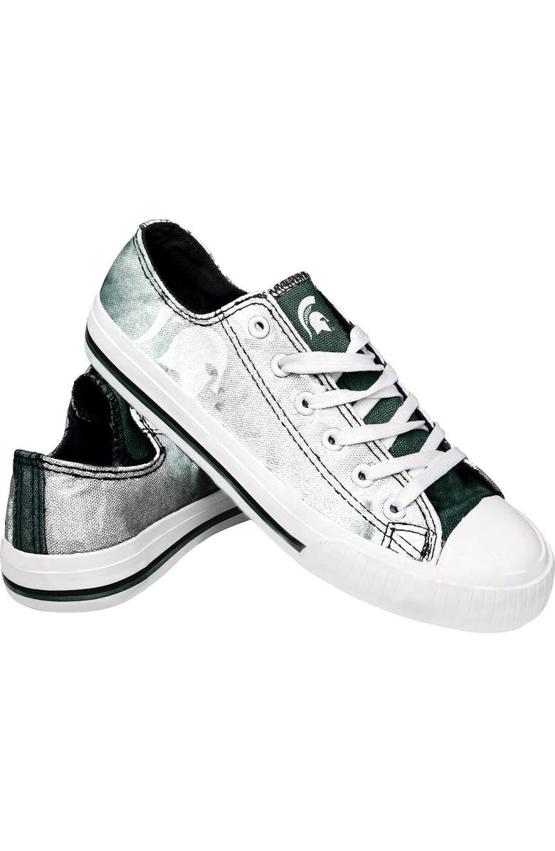 FOCO Women's FOCO Michigan State Spartans Big Logo Tie-Dye Canvas Sneakers, Main, color,