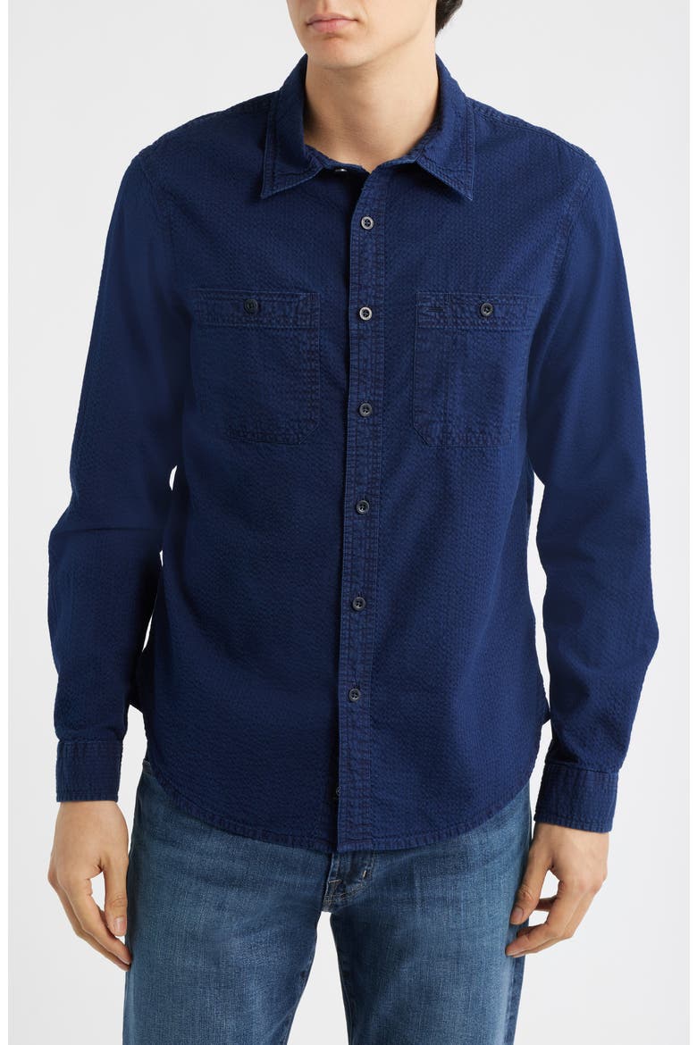 Mason Cotton Seersucker Button-Up Shirt, Main, color, ISLAND NIGHT