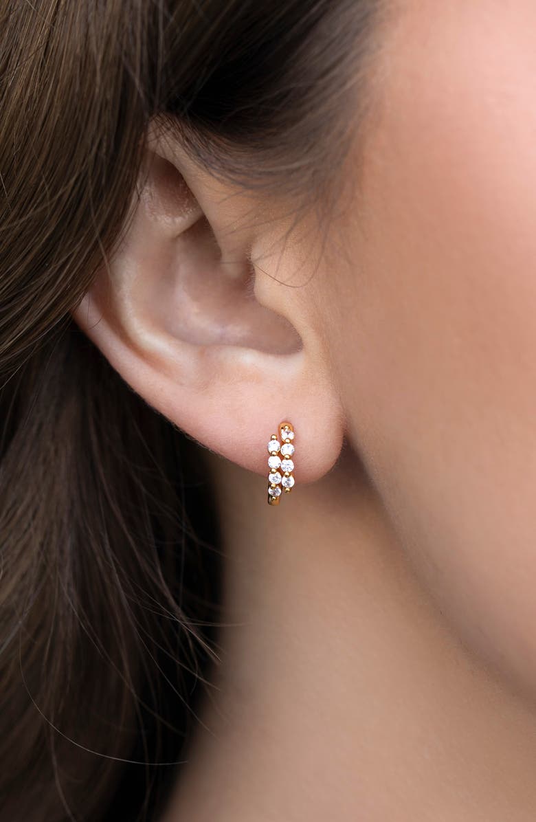 Girls Crew Mirrorball Cubic Zirconia Huggie Hoop Earrings, Alternate, color, Gold