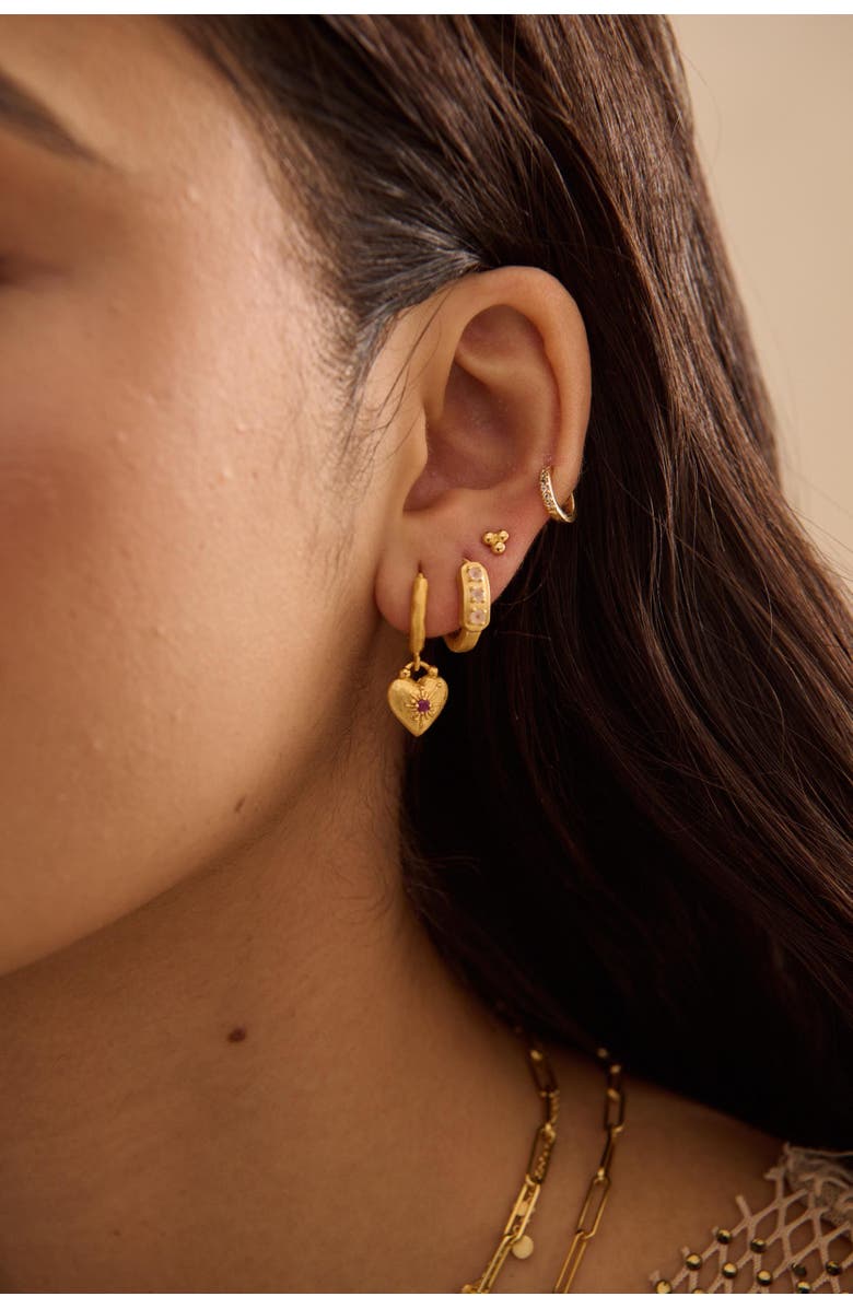Murkani Love You Small Heart Huggie Earrings, Alternate, color, Yellow Gold