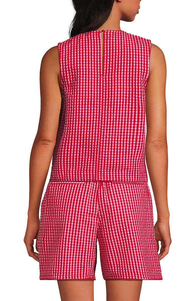 Lands' End Seersucker Matchback Shell, Alternate, color, Compass Red/Pink Gingham