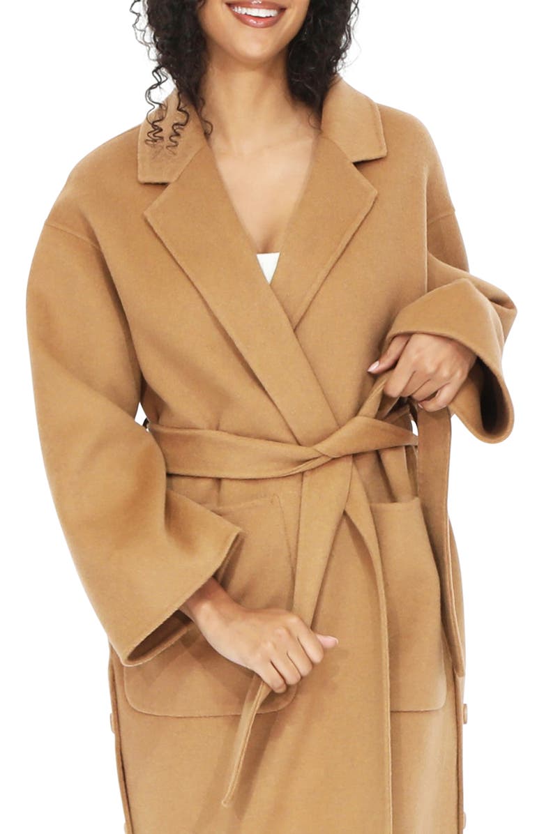 Belle & Bloom Wide Awake Split Hem Wool Blend Coat, Alternate, color,