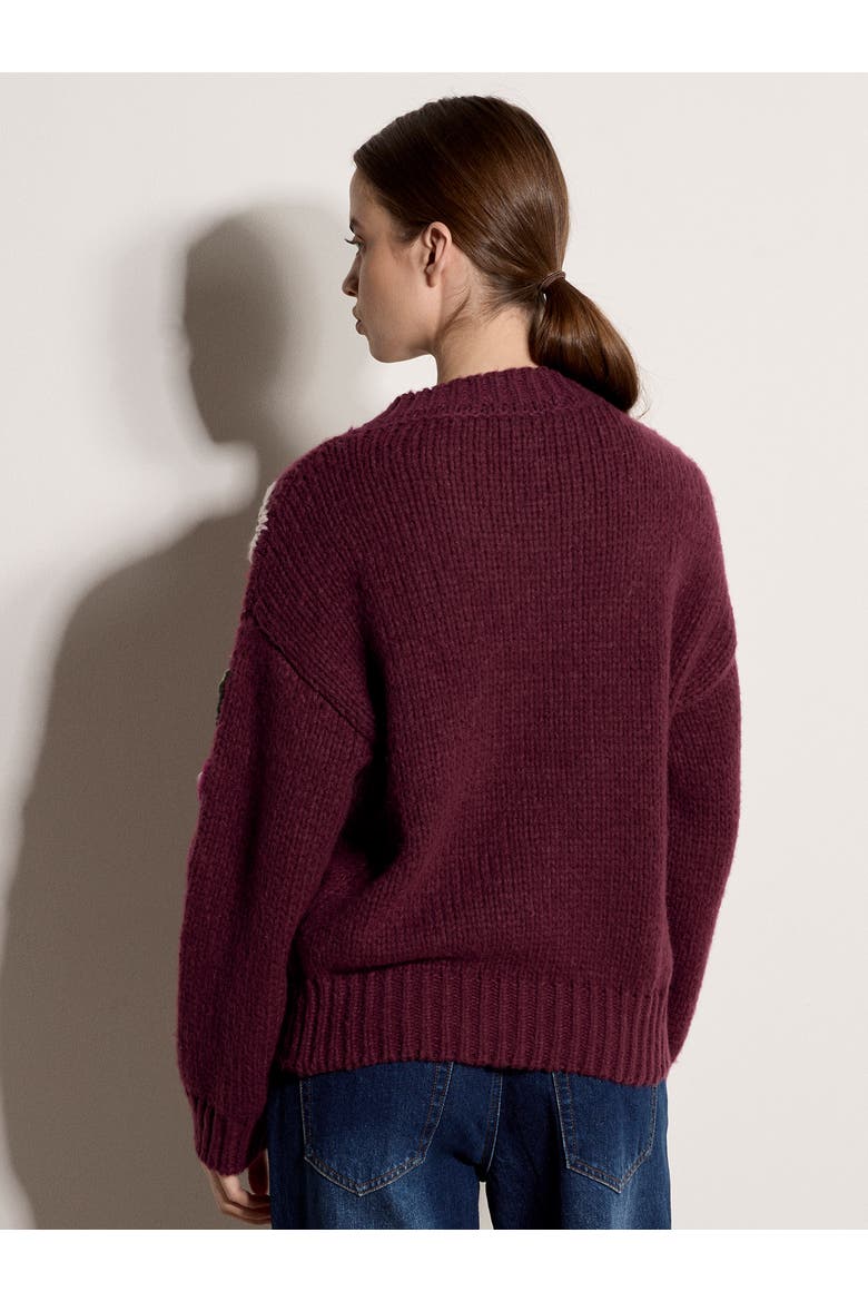 Crew Neck Relaxed Sleeve Jumper, Alternate, color, Burgundy