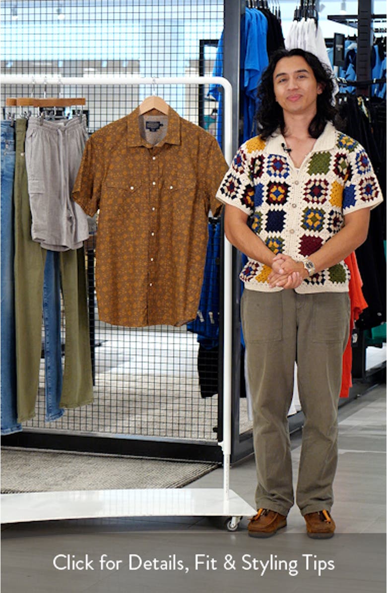 Laramie Geo Print Short Sleeve Snap-Up Western Shirt, sales video thumbnail