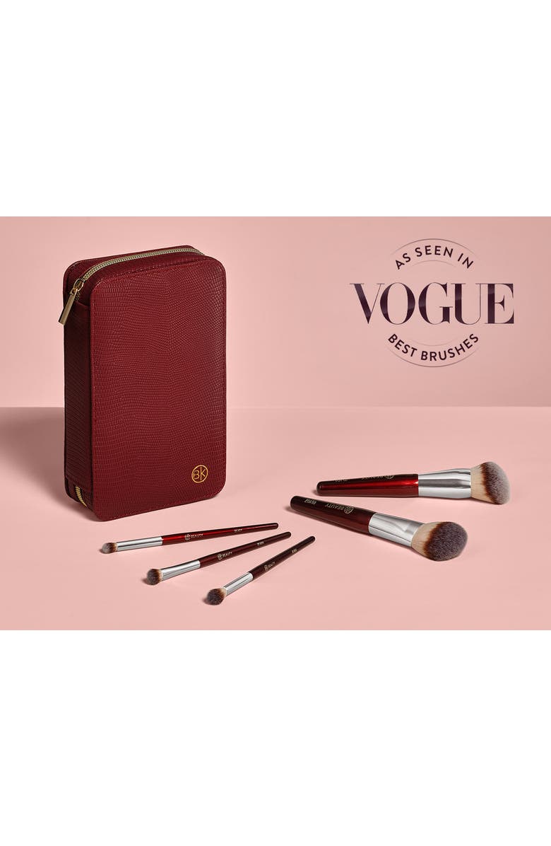 BK Beauty Travel Brush Set with Vegan Leather Pouch, Alternate, color, Burgundy