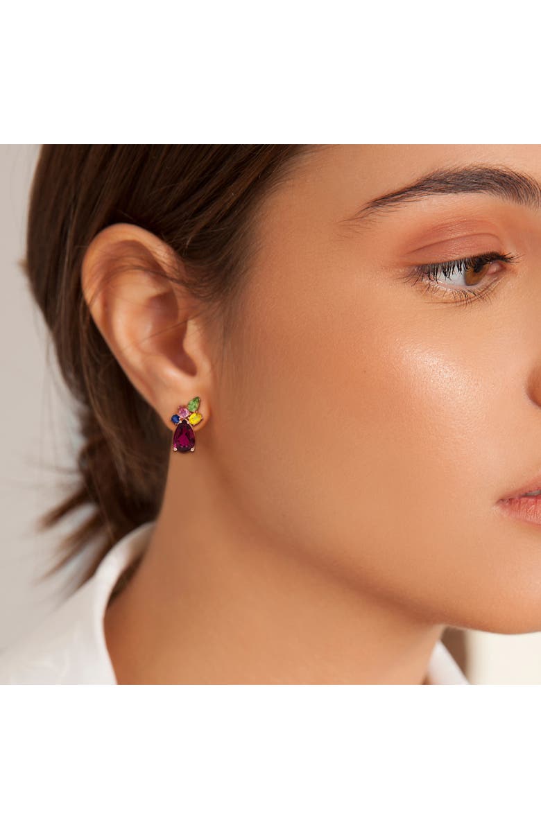 Julianna B. Multi-Gemstone Cluster Drop Earrings 14K, Alternate, color, 