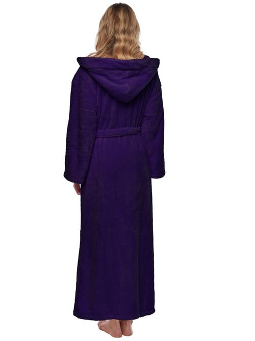 Arus Womens Long Fleece Robe With Hood In Purple