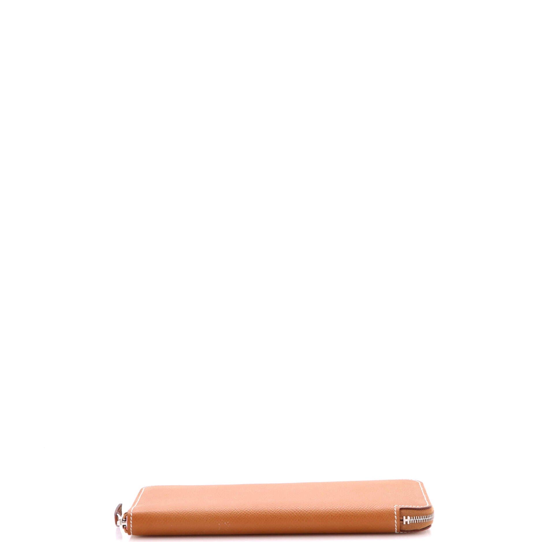 Pre-Owned Hermes Azap Zip Around Wallet Silk'in Epsom Long, Alternate, color, Gold