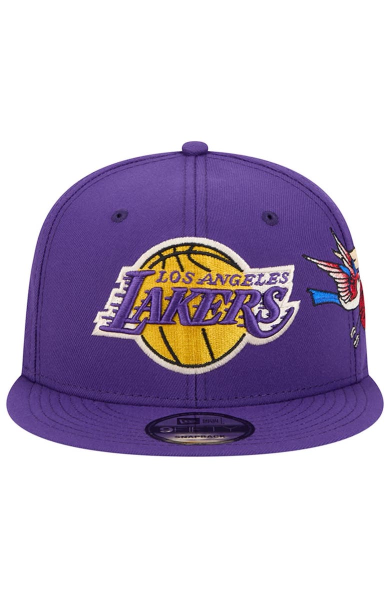 New Era Men's New Era Purple Los Angeles Lakers Injection City Art 9FIFTY Snapback Hat, Alternate, color,