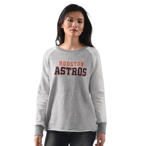 Women's G-III 4Her by Carl Banks  Heather Gray Houston Astros Gridiron Raglan Pullover Sweatshirt