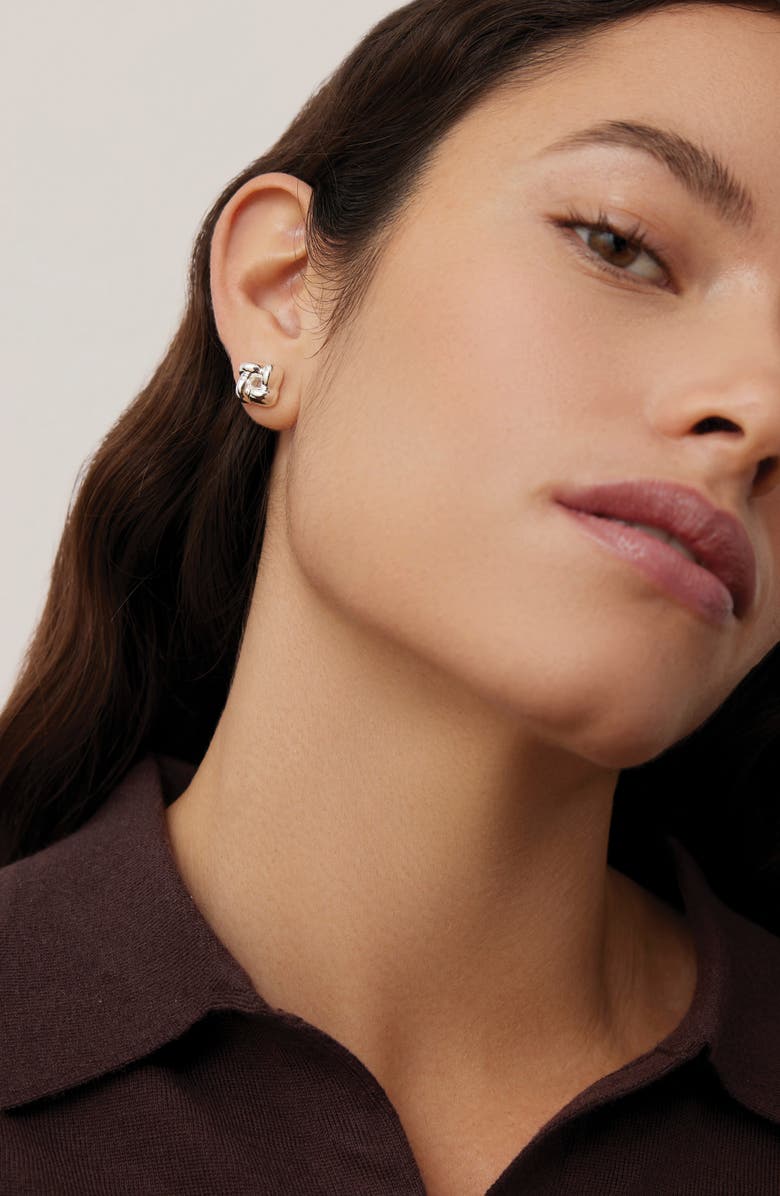 JENNY BIRD Mini Woven Square Earrings, Alternate, color, High Polish Silver