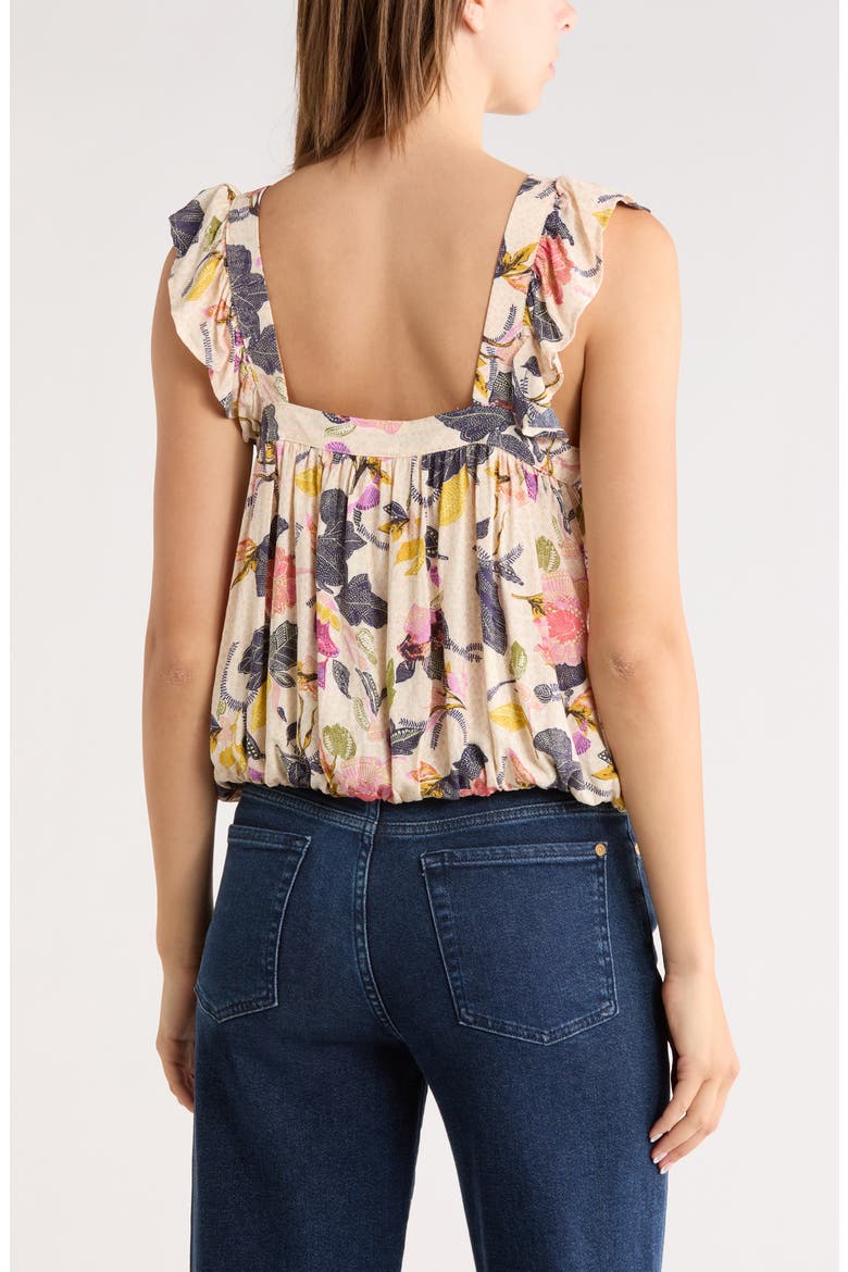 Floral Ruffle Strap Tank, Alternate, color, IVORY- PINK JACOBEAN BLOOM