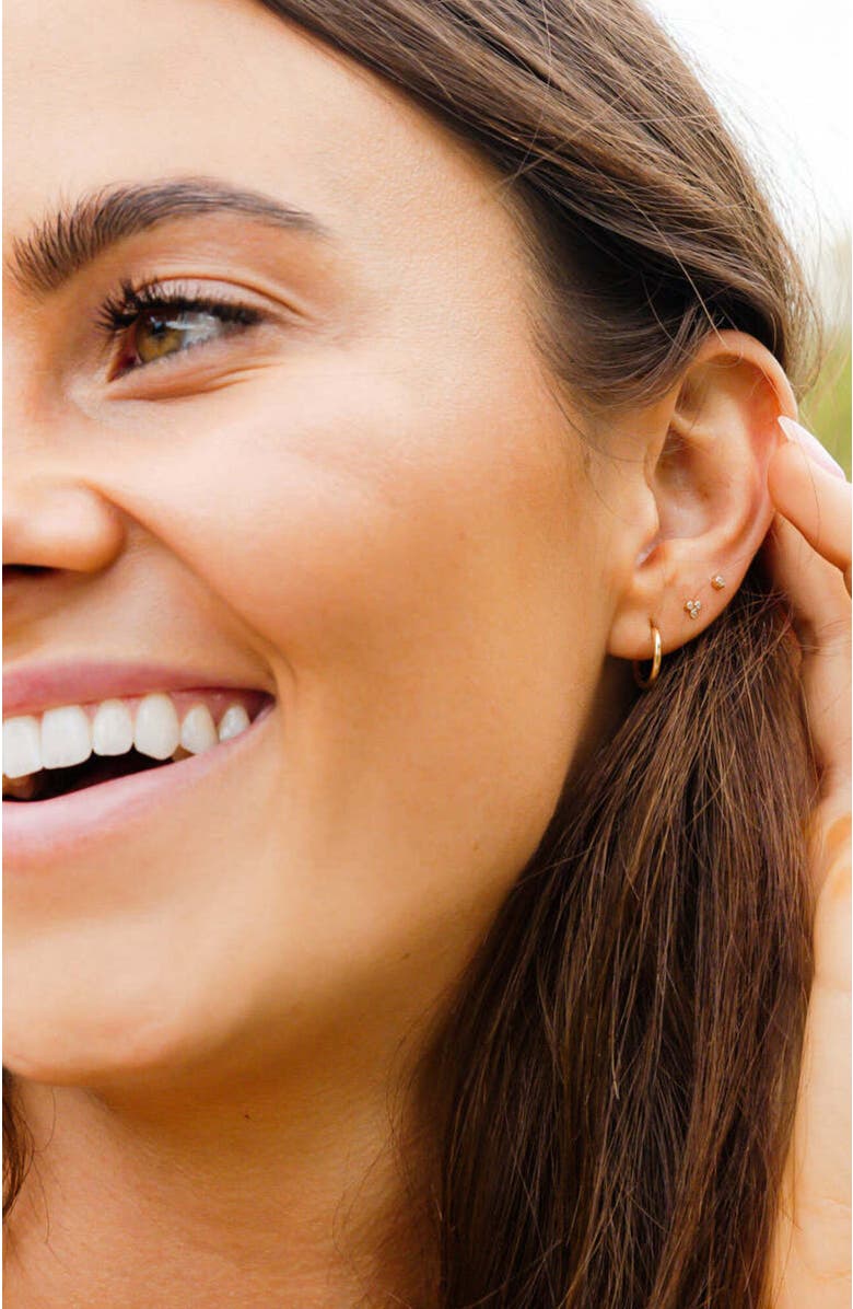 MADE BY MARY CZ Bezel Trinity Stud Earrings, Alternate, color, Silver