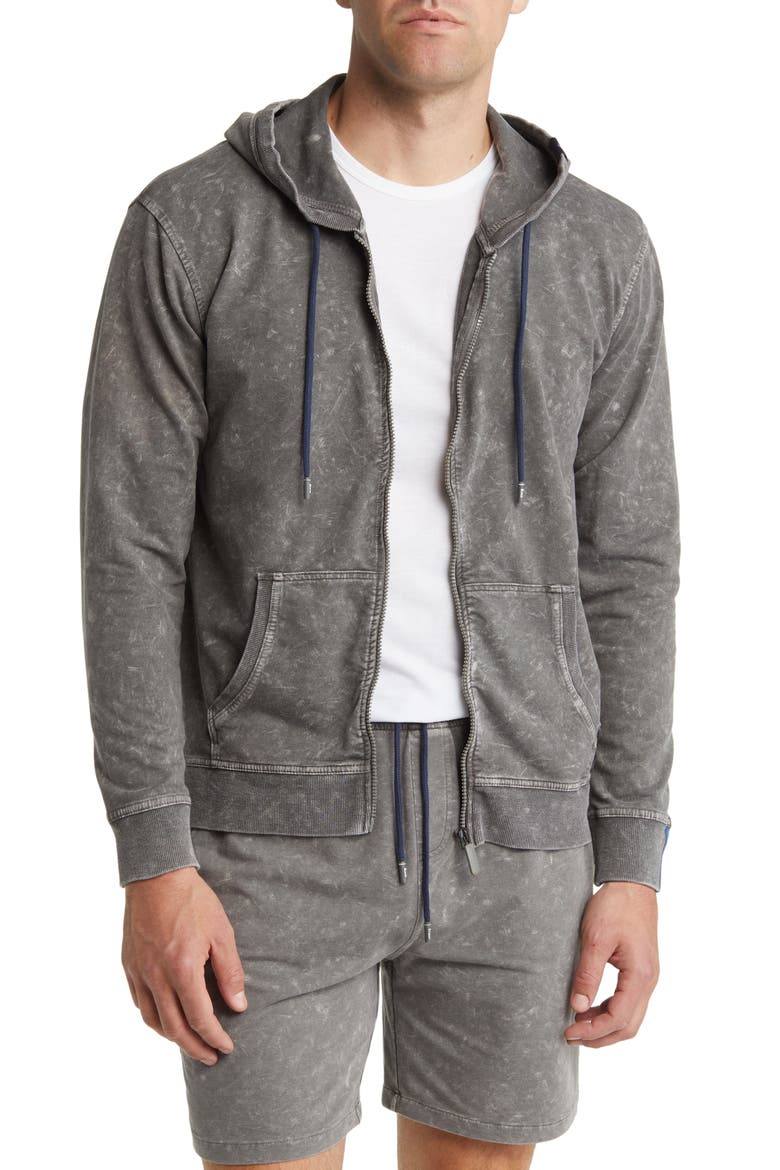 Acid Wash Fleece Zip Hoodie, Main, color, GREY